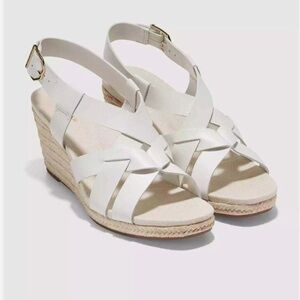 NEW Cole Haan Women's 11B White Crystal Wedge Espadrille Sandal W24419